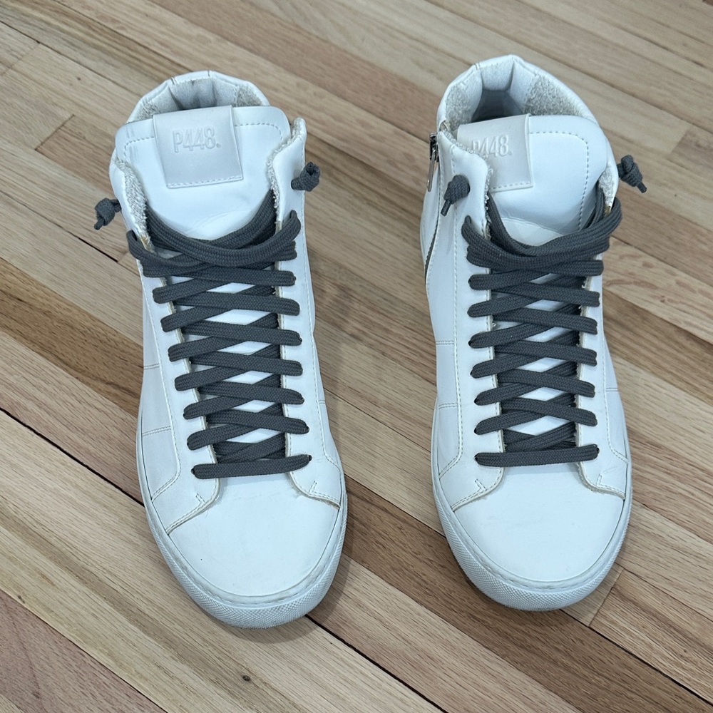 P448 high top recycled leather white sneakers size EU 40